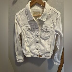 PILCRO AND THE LETTERPRESS White distressed Jean Jacket Size Large EUC